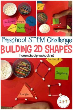 Preschool STEM: Building Shapes with Marshmallows and Toothpicks Marshmallows And Toothpicks, Homeschool Stem, Preschool Stem, Shapes Preschool, Math Practice, Unit Studies