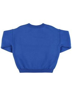 Ribbed collar, cuffs and hem . Printed front panel Blue Winter Tops With Ribbed Cuffs, Blue Top With Ribbed Neckline For Winter, Winter Long Sleeve Tops With Elastic Cuffs, Winter Cotton Tops With Elastic Cuffs, Sporty Tops With Elastic Cuffs For Winter, Blue Top With Ribbed Collar For Winter, Knitwear Outfit, Walker Shoes, Stella Mccartney Kids