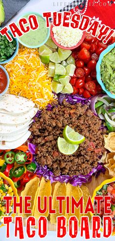 the ultimate taco board is ready to be eaten