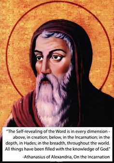 an icon of the saint nicholas with a quote from his book,'the self - revaling of the word in every dimension above, creation, below, below, below, below, below, below,