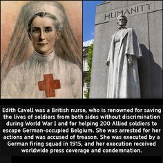 an image of a woman with a red cross on her chest and in front of a statue