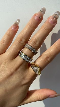 We love them all! Gold Trillion Cut Cubic Zirconia Jewelry, Gold Cubic Zirconia Jewelry With Trillion Cut, Gold Trillion Cut Promise Ring, Modern Gold Trillion Cut Jewelry, Modern Gold Jewelry With Trillion Cut, Modern Trillion Cut Gold Jewelry, Gold Trillion Cut Gemstone Ring, Ring Sizing Chart, You Get It