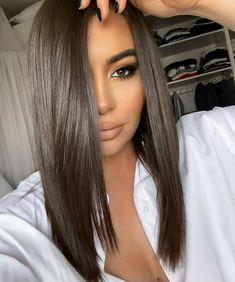 Level 5 Neutral Brown Hair, Sleek Mid Length Hair, Going Darker From Blonde Brunette Hair, Dark Mushroom Brown Hair Color Balayage, Solid Brown Hair, Brown Hair Long Bob, Platinový Blond, Blond Cenușiu, Brown Hair Tones