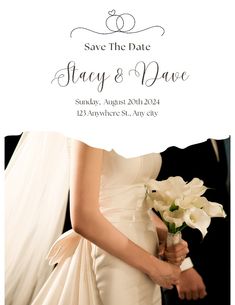 a wedding photo with the words save the date on it