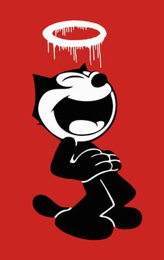 an image of a cartoon cat with dripping blood on it's face and mouth