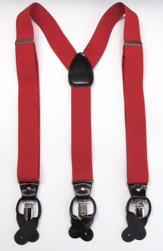 "Suspenders width is 1.25\", length is adjustable from 24\" to 42\", made with quality Y-back elastic straps.  3 clips made of high quality strong hardware." Red Fitted Mini Suspender Dress, Braces Price, Black Belts And Suspenders With Adjustable Straps, Black Leather Belts And Suspenders With Adjustable Strap, Adjustable Black Belts And Suspenders, Red Combination, 17 Feb, Red Suspenders, Braces