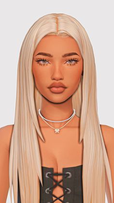 an animated woman with blonde hair wearing a choker