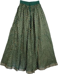 Green Cotton Full Maxi Skirt, Green Festive Summer Skirt, Festive Green Summer Skirt, Green Festive Skirt For Summer, Festive Long Gold Skirt, Festive Gold Long Skirt, Green Tiered Gathered Skirt, Green Gathered Tiered Skirt, Green Full Gathered Skirt