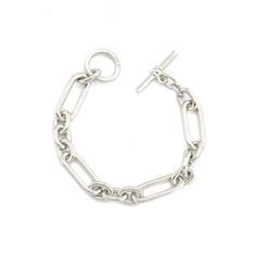 Silver Link Collection Measurements: 7.75"L  Metal: Silver-Toned Alloy Toggle Closure Made in the USA Made to order Date Questions, Texture Jewelry, Silver Link Bracelet, Fall 24, Moon Collection, Jewelry Workshop, Silver Chain Bracelet, Chain Design, Silver Lining