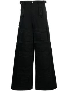 jet black cotton denim belt loops detachable legs concealed fly and button fastening multiple cargo pockets two diagonal pockets to the sides two rear flap pockets side buckle fastening wide leg floor-length When buying this unisex item, keep in mind that it is graded in standard men's sizing. Denim Belt, Iconic Bags, Balenciaga Triple S, Dolce E Gabbana, Cargo Jeans, Cargo Trousers, Espadrille Shoes, Ballet Flat Shoes, Ski Wear