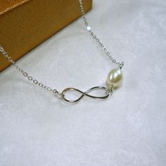 Infinity Necklace Sterling Silver Infinity Jewelry, freshwater white pearl, mom, sister, friend, In laws wedding gift, friendship jewelry by StarringYouJewelry on Etsy Sweet 16 Birthday Gifts, Birthday Necklace Gift, Delicate Gold Necklace, Dainty Diamond Necklace, Sweet Jewelry, Infinity Jewelry, Necklace Extender, Wedding Party Gift, Diamond Solitaire Necklace