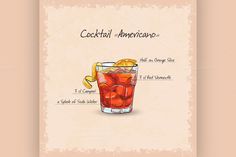 the cocktail menu for an americano