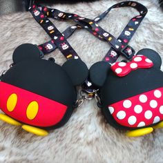 Soft Silicone Material Set Of 2 1 Minnie 1 Mickey Can Be Used As Crossbody Or Funny Pack Adjustable Strap And Zipper On Top. Brand New. Fav Products, Minnie And Mickey, Disney Bags, Girly Bags, Disney Bag, Disney Stuff, Mini Crossbody, Silicone Material, Baby Bag