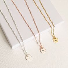 "initial necklace, hand stamped necklace, initial jewellery, personalised necklace, minimalist necklace, monogram necklace, gifts for her \"Less is more\" - Minimalist hand stamped 10mm gold, silver or rose gold plated initial disc - You can choose any letter from initials section to personalize it - Plated chain comes 16inch. Please send me message if you would like it 18inches. This beauty comes inside in a gift box. If your order is a gift, I would be happy to include a personal note for you. Gold Jewellery Necklace, Necklace Gift Ideas, Double Horn Necklace, Personalized Charm Necklace, Personalised Necklace, Crown Necklace, Hand Stamped Necklace, Necklace Initial, Horn Necklace