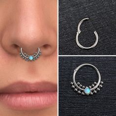 "Titanium septum clicker ring. This listing is for a single item. ITEM MEASUREMENTS: Available gauges (thickness of wire): 18g, 16g, 14g Available inner diameters: 8mm, 10mm, 12mm Gemstone size: 2mm MATERIALS USED: We create this jewelry using highest quality implant grade 23 Titanium (ASTM F-136) - best choice for people with sensitive skin. However, pure titanium version can be made upon request. SHIPPING & HANDLING: We will pack your jewelry with great care. It will come in a small and ve Internally Threaded Silver Hoop Nose Rings, Silver Internally Threaded Hoop Nose Rings, Adjustable Silver Hoop Septum Ring, Nickel Free Metal Hoop Septum Ring, Nickel-free Metal Hoop Septum Ring, Silver Hoop Septum Ring Gift, Internally Threaded Metal Hoop Septum Ring, Hoop Metal Nose Rings, Silver Internally Threaded Hoop Septum Ring