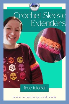 Easy Crochet Cap Sleeves Pattern Adding Crochet Sleeves To Shirt, How To Crochet Sleeves, Sleeve Extenders, Yarn Ideas, Diy Sweatshirt, Medium Weight Yarn, Colorful Crochet