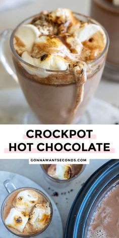 crockpot hot chocolate with marshmallows and whipped cream