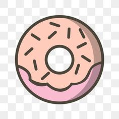 a donut with pink icing and sprinkles on it, transparent background