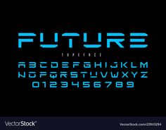 futuristic font and numbers set in blue color on black background with space for your text