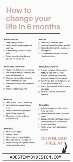 How to change your life in 6 months, Simple, minimal, aesthetic) /  that girl checklist, change your life, reinvent yourself checklist, get your life together, aesthetic checklist, how to stay organized, organize your home, goals, clean girl aesthetic, that girl morning routine, that girl night routine, gratitude, manifestation Life Together Aesthetic, Aesthetic Checklist, Together Aesthetic, Fonts Simple, Girl Morning Routine, Home Goals, How To Stay Organized, How To Believe