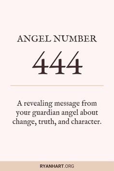 the cover of angel number 444, which is written in black on a white background