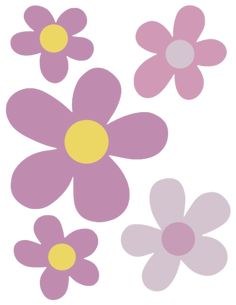 three pink and yellow flowers are shown in this graphic art work, with one flower on the