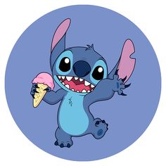 stitcher with an ice cream cone in his hand and the character is holding it up