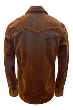 the back view of a brown sued jacket