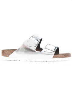 Shop Birkenstock metallic buckled sliders Birkenstock Metallic, Jimmy Choo Bridal, Aquazzura Heels, Bridal Sandals, Shorts For Women, High Waisted Shorts Denim, Designer Shorts, Designer Sandals, Sandals For Women