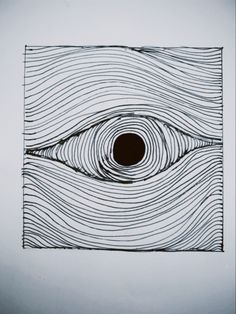 an abstract drawing with lines and a black hole in the center