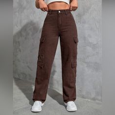 Selling A Pair Of Brown Cargo Jeans. New Without Tags Never Worn. Size X Small. Jeans Marron, Cargo Outfit, Brown Cargo Pants, Ladies Jeans, Jeans Brown, Cargo Pants Outfit, Brown Jeans, Jeans Cargo, Casual Day Outfits