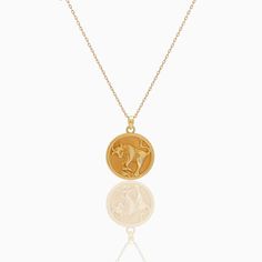 Taurus Zodiac Coin Pendant - Classic. Crafted for you to flaunt your star sign, this necklace goes with every outfit and will give a hint of sentiment wrapped in luxury to your style. The Diamond Bezel around the Gold Coin blends into a delicate yet beautifully detailed piece. Coins 5. 4 grams of 18k yellow gold and 0. 44 ct natural diamonds Yellow Gold Zodiac Sign Amulet Necklace, Yellow Gold Zodiac Amulet Necklace, Yellow Gold Zodiac Sign Medallion Necklace, Luxury Zodiac Sign Necklaces, Luxury Sterling Silver Zodiac Sign Necklaces, Yellow Gold Zodiac Pendant Necklace, Yellow Gold Zodiac Sign Jewelry For Formal Occasions, Formal Yellow Gold Zodiac Sign Jewelry, 14k Gold Zodiac Medallion Necklace