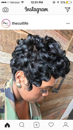 Pin Curl Pixie, Waves Short Hair Black Women, Short Hair Black Women, Pin Curl, Finger Wave Hair, Wig Material, Finger Waves