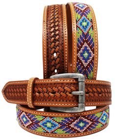 PRICES MAY VARY. 33-34 inches Tan Challenger 1-1/2" wide belt handcrafted from genuine heavy-duty full grain cow leather. Belt is beautifully accented with a hand tooled antique floral finish, white contrast stitching, and unique beaded multicolor inlay. We recommend to go 2" up from your waist size for a comfortable fit. Comes with a removable engraved silver buckle. This belts make a perfect gift for Christmas and Secret Santa. We recommend to go 2" up from your waist size for a comfortable fi Luxury Belts, Rodeo Fashion, Wide Leather Belt, Western Rodeo, Buy Bead, Beaded Belt, Leather Belts Men, Fit Men, Silver Engraving