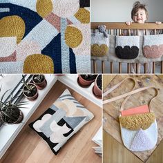 four different pictures with one child in a crib and the other on a rug