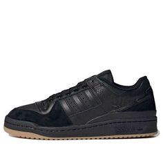 adidas Forum 84 Low ADV 'Black Gum' FY7999 (SNKR/Skate/Men's/Light/Low Top/Wear-resistant) Black Adidas Logo Leather Skate Shoes, Black Adidas Leather Skate Shoes, Black Leather Adidas Skate Shoes, Black Leather Skate Shoes With Adidas Logo, Black Low-top Sneakers With Three Stripes Branding, Black Adidas Lace-up Skate Shoes, Black Adidas Logo Lace-up Skate Shoes, Sporty Black Sneakers With Gum Sole, Black Low-top Sportswear Sneakers