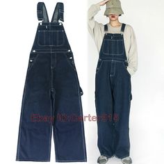 Womens Denim Wide Leg Overalls Pants Workwear Jaens Trousers Size:S-2XL Color:Black，Blue Material:Denim Description: Note: 1.Measured by hand ,may 1-2cm error.measure yourslef before order it. 2.As different computers display colors differently, the color of the actual itemmay vary slightly from the above images. 3.We can not guarantee 100% the customers can fit the shoes because of the individual size.We appreciate your understanding     Payment Delivery details Shipping Method: Air M 1980 Overalls, Dark Wash Wide Leg Cotton Overalls, Trendy Wide Leg Cotton Overalls, Utility High Rise Overalls With Pockets, Dark Wash Baggy Overalls, Wide Leg Cotton Denim Jumpsuit In Dark Wash, Baggy High Waist Cotton Overalls, Baggy High-waist Cotton Overalls, Relaxed Fit Wide Leg Overalls With Pockets