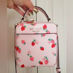 Practically New!! No Flaws (: Extremely Rare Purse, Super Cute And Adorable! Has A Pocket In Front And Slots For Your Cards Inside Includes Adjustable Crossbody Strap You Can Send Me Reasonable Offers!! Let Me Know If You Have Any Questions! Chic Kate Spade Bag As A Gift, Kate Spade Rectangular Bag With Detachable Handle, Kate Spade Bag With Removable Pouch As Gift, Kate Spade Bags With Removable Pouch As Gift, Kate Spade Pink Bag For Gift, Pink Kate Spade Bag As A Gift, Pink Kate Spade Bag As Gift, Kate Spade Strawberry, Strawberry Bag