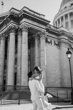 Black and white photo of the couple taking photos at Palais Galliera Couple Photoshoot, Taking Photos, Couple Photo, Day And Time