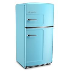 an old fashioned green refrigerator on a white background