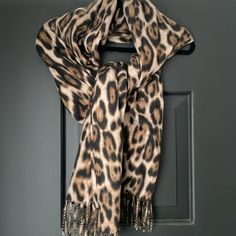 Never Worn. Cheetah Scarf, Scarf Wrap, Black And Brown, Scarf Accessory, Women Accessories, Women Shopping, Black, Color