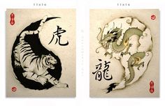 Yin Yang / Tiger Dragon Dragon Tattoo Korean, Asian Tigers, Dragon Tattoo Designs, Tattoo Sketch, Japanese Tattoo Art, Tiger Tattoo