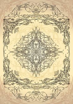 an ornate design on a beige background