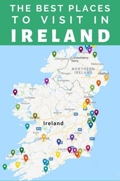 the best places to visit in ireland infographical map with pins and location markers