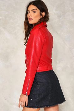 Western Fashion Red Leather Women Cropped Jacket Leather Jacket For Women, Cropped Moto Jacket, Casual Leather Jacket, Studded Jacket, Leather Trench Coat, Stylish Jackets, Jacket For Women, Leather Motorcycle Jacket, Cropped Jacket