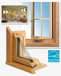 an image of a wooden window frame with energy star