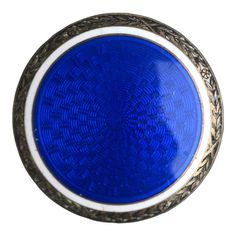 This is part of Chairish’s Costume Jewelry assortment.  A beautiful cobalt blue, with touches of white and gold, Guilloche enamel and sterling silver pin brooch, circa 19th to early-20th centuries, Europe (maybe France.) Piece is well made. Diameter: 1". Blue Cabochon Brooch For Formal Occasions, Blue Victorian Brooch For Formal Occasions, Victorian Blue Brooch For Formal Occasions, Blue Victorian Brooches For Formal Occasions, Formal Blue Cabochon Brooch, Formal Blue Enamel Brooches, Antique Blue Enamel Brooches, Guilloche Enamel, Silver Pin