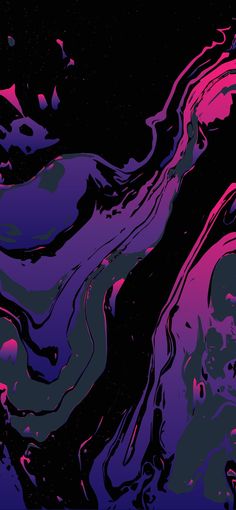 an abstract painting with purple and pink colors in the middle, on a black background