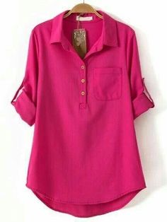 Dip Hem Blouse, Design Kurta, Trendy Fashion Tops, Moda Vintage, Kurta Designs, Red Shirt, Ladies Tops Fashion