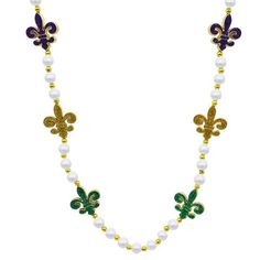 40 Mardi Gras Purple, Green And Gold Glitter Fleur De Lis Pearl Necklace Purple Jewelry For Mardi Gras, Green Jewelry For Mardi Gras Party, Multicolor Carnival Party Supplies, Multicolor Carnival Party Supplies Gift, Mardi Gras Parade, Holiday Party Favors, Colorful Accessories, Pearls Necklace, Party Party